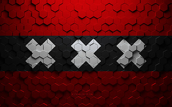 Flag of Amsterdam, honeycomb art, Amsterdam hexagons flag, Amsterdam 3d hexagons art, Amsterdam flag HD wallpaper