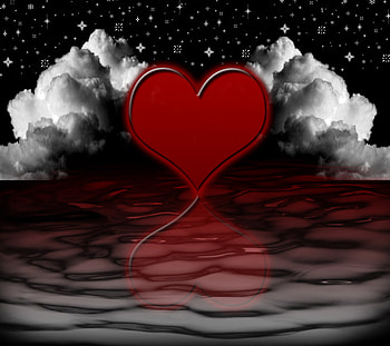 Reflections Of The Heart, waves, love, clouds, heart, water, reflections HD wallpaper