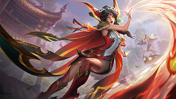 Xayah Phoenix, red, xayah, phoenix, fantasy, inawong, ina wong, girl HD wallpaper
