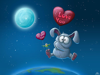 Funny, Animals, Rabbits, Love, Valentine's Day HD wallpaper
