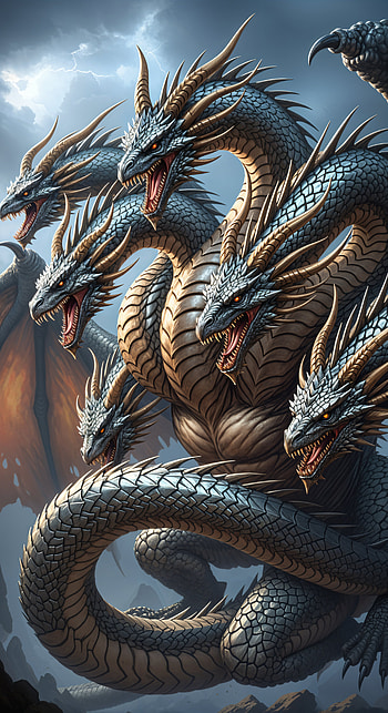 Epic Multi-Headed Dragon , mythical creature, monster HD phone wallpaper