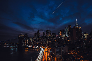Cities, Night, Night City, Skyscrapers, Bridge HD wallpaper