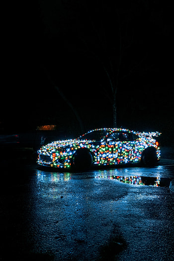 Night, Cars, Car, Backlight, Illumination, Garland, Garlands HD phone wallpaper