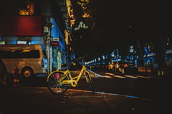 Cities, City, Evening, Street, Bicycle HD wallpaper