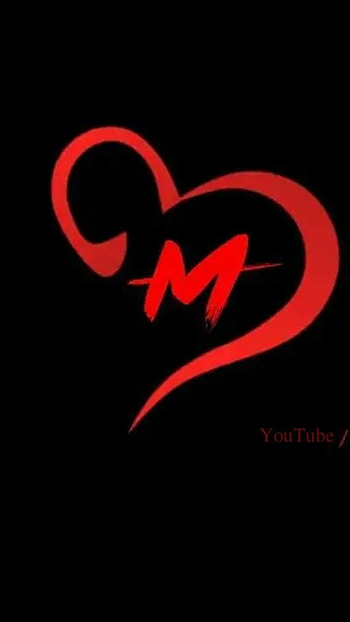 M Letter, Red Heart, red, heart HD phone wallpaper