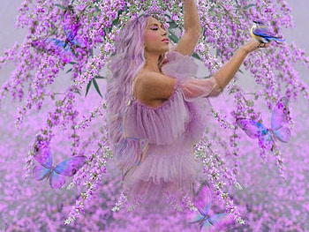 Delicate Purple, purple, blue, butterflies, delicate, bird, soft, girl HD wallpaper