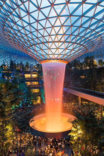Singapore Changi International Airport, Jewel attraction, Nighttime beauty, Singapore travel HD phone wallpaper