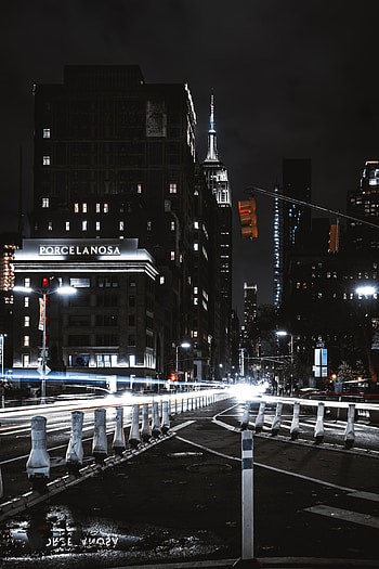 Cities, Architecture, Building, Night City, City Lights, Long-Term Exposure HD phone wallpaper