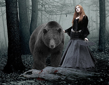 To Late for her to save, gothic, bear, cg, 3d, dark, female HD wallpaper