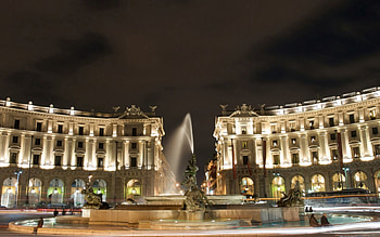 Cities, Architecture, Italy, Fountain, Building, Evening, Rome, St. Peter's Square, Vatican, Pope's Residence, Residence Of The Pope HD wallpaper