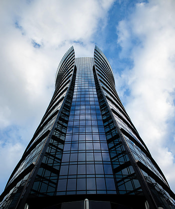 Sky, Clouds, Building, Miscellanea, Miscellaneous, Bottom View HD phone wallpaper