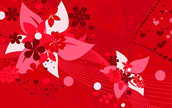Red Flowers, hearts HD wallpaper