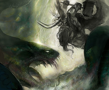 Battle, dwarf, fantasy, fight, creature, hammer HD wallpaper