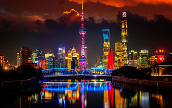 Oriental Pearl Tower, Travels, Shanghai skyline at night HD wallpaper