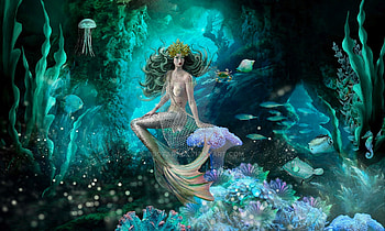 Mermaid’s Domain, Mermaid, fantasy, ocean, sea, Magical, enchanting HD wallpaper