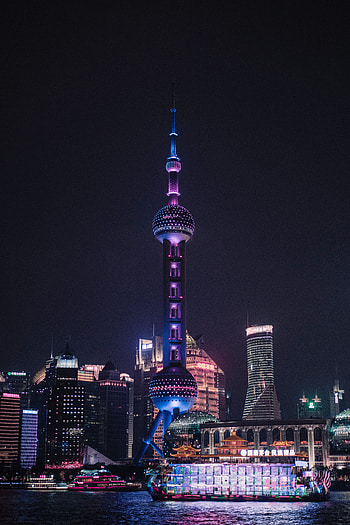 Cities, Architecture, Building, Night City, Tower, China, Shanghai HD phone wallpaper