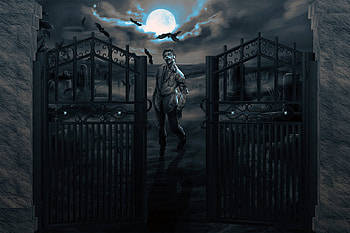 Halloween Horrors, Scary, Bats, Cemetery, hop, Halloween, Horror, Zombie HD wallpaper