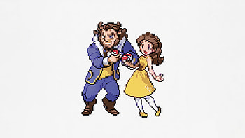 Beauty And The Beast 8 Bit, beauty-and-the-beast, 8-bit, movies, minimalism, minimalist, white, artist, artwork, digital-art HD wallpaper