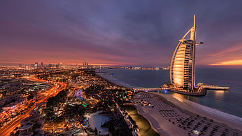 Dubai at night, , Night skyline, Urban landscape HD wallpaper