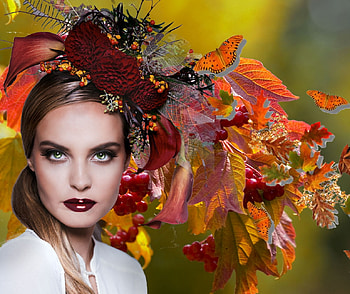 Autumn Girl, lips nails eyes hair, Etheral Women, women are special, season, vivid, daring, female trendsetters, bold, autumn, female, stunning, Avant Garde, model, breathtaking, berries, gorgeous, pine cones, girl, feminine, beautiful, woman, leaves, pretty, bright colors, women, lovely HD wallpaper