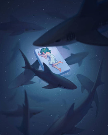Art, Sharks, Girl, Underwater World, Dream, Sleep HD phone wallpaper