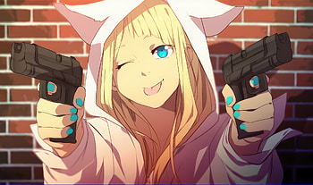 Cute girl with gun, cute, gun HD wallpaper
