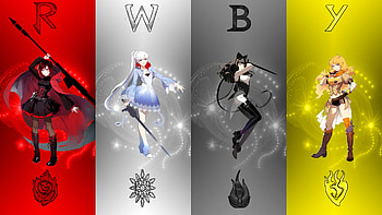 RWBY Ruby Rose Blake Belladonna Yang Xiao Long Weiss Schnee Rooster Teeth Red Yellow Black White Ice Cartoons ... HD wallpaper