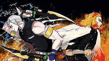 Tengen Uzui Kyojuro Rengoku Demon Slayer Kimetsu no Yaiba HD wallpaper