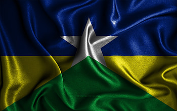 Rondonia flag, , silk wavy flags, brazilian states, Day of Rondonia, fabric flags, Flag of Rondonia, 3D art, Rondonia, South America, States of Brazil, Rondonia 3D flag, Brazil HD wallpaper