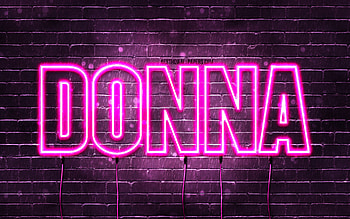 Donna, , with names, female names, Donna name, purple neon lights, Donna Birtay, Happy Birtay Donna, popular italian female names, with Donna name HD wallpaper