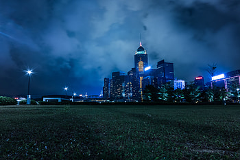 Cities, Grass, Horizon, Night City, City Lights, Hong Kong, Hong Kong S.a.r HD wallpaper