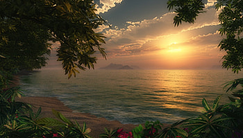 Sunset, sky, water, lake HD wallpaper