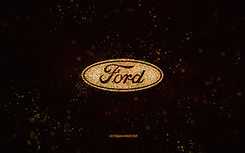Ford glitter logo, , black background, Ford logo, yellow glitter art, Ford, creative art, Ford yellow glitter logo HD wallpaper