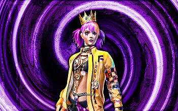 Queen Boxer, GFF, violet grunge background, Garena Fire, vortex, Garena Fire characters, Queen Boxer Skin, Fire Battlegrounds, Queen Boxer Fire HD wallpaper