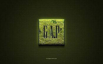Gap logo, green creative logo, floral art logo, Gap emblem, green carbon fiber texture, Gap, creative art HD wallpaper