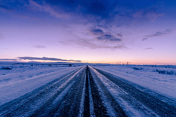 Winter, Nature, Twilight, Snow, Horizon, Road, Dusk, Direction HD wallpaper