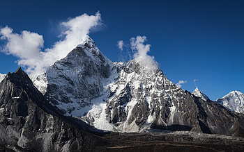 Ama Dablam, Nepal, clouds, sky, rocks, Himalaya, snow HD wallpaper
