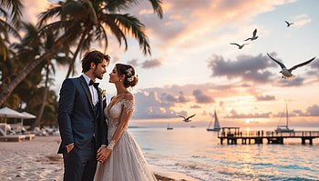 Honeymoon Bliss: Captivating Ultra, honeymoon, wedding, couple, beach HD wallpaper