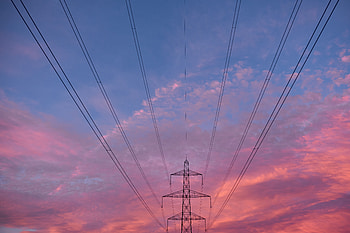 Sunset, Sky, Miscellanea, Miscellaneous, Design, Construction, Tower, Wires, Wire HD wallpaper