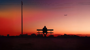 Thoughts On The Edge Of Night, artist, artwork, art, digital-art, alone, bench HD wallpaper