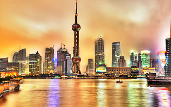 Oriental Pearl Tower, Pudong district, Shanghai skyline, Modern architecture HD wallpaper