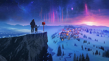 Starlit Christmas Village — Holiday Landscape Art ( Quad ), Christmas, holiday, artistic, landscape HD wallpaper