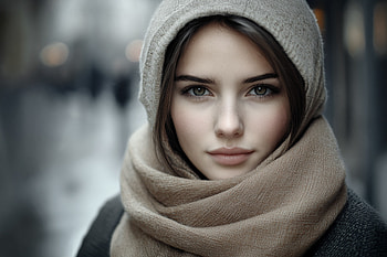 girl, face, portrait, scarf HD wallpaper