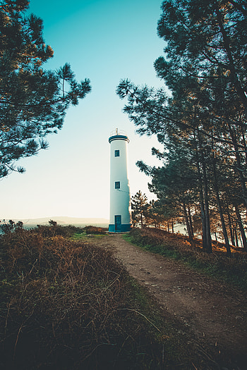 Nature, Trees, Building, Miscellanea, Miscellaneous, Lighthouse, Hill HD phone wallpaper