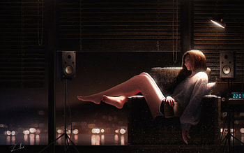 Lost In Your Thoughts , anime-girl, anime, artist, artwork, alone, sad HD wallpaper