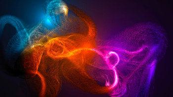 Blue Orange Purple Feather Fractal Art Abstraction Abstract HD wallpaper