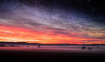 Starry Night Sunset Skyscape Stars , sunset, night, stars, nature HD wallpaper