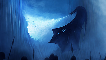 White Walker Dragon Breaking The Wall, dragon, white-walkers, game-of-thrones, tv-shows, deviantart, artist, digital-art, artwork HD wallpaper
