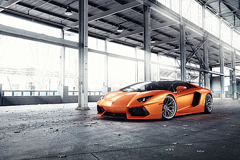 Lamborghini Aventador, Orange, sports car HD wallpaper