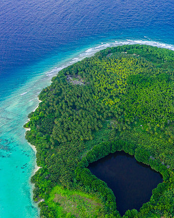Nature, View From Above, Ocean, Tropics, Island, Lagoon HD phone wallpaper